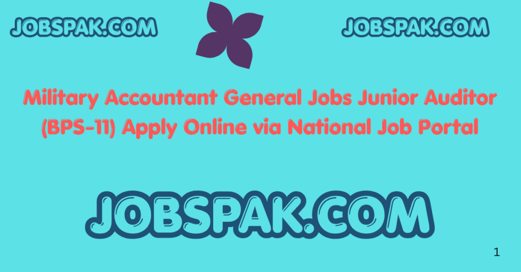 Military Accountant General Jobs Junior Auditor (BPS-11)  Apply Online via National Job Portal
