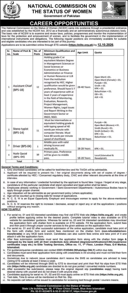 National Commission on the Status of Women Jobs 2026