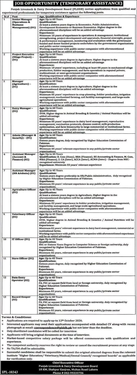Punjab Livestock & Dairy Development Board Jobs 2026