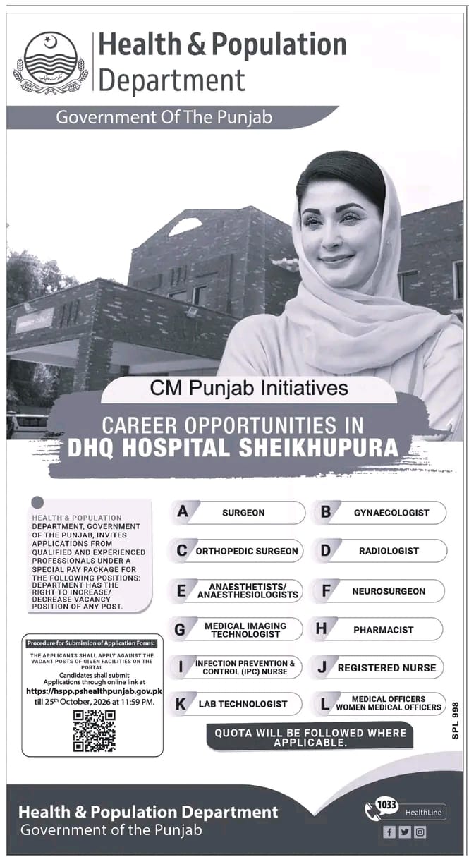 Health & Population Department Punjab Jobs 2026